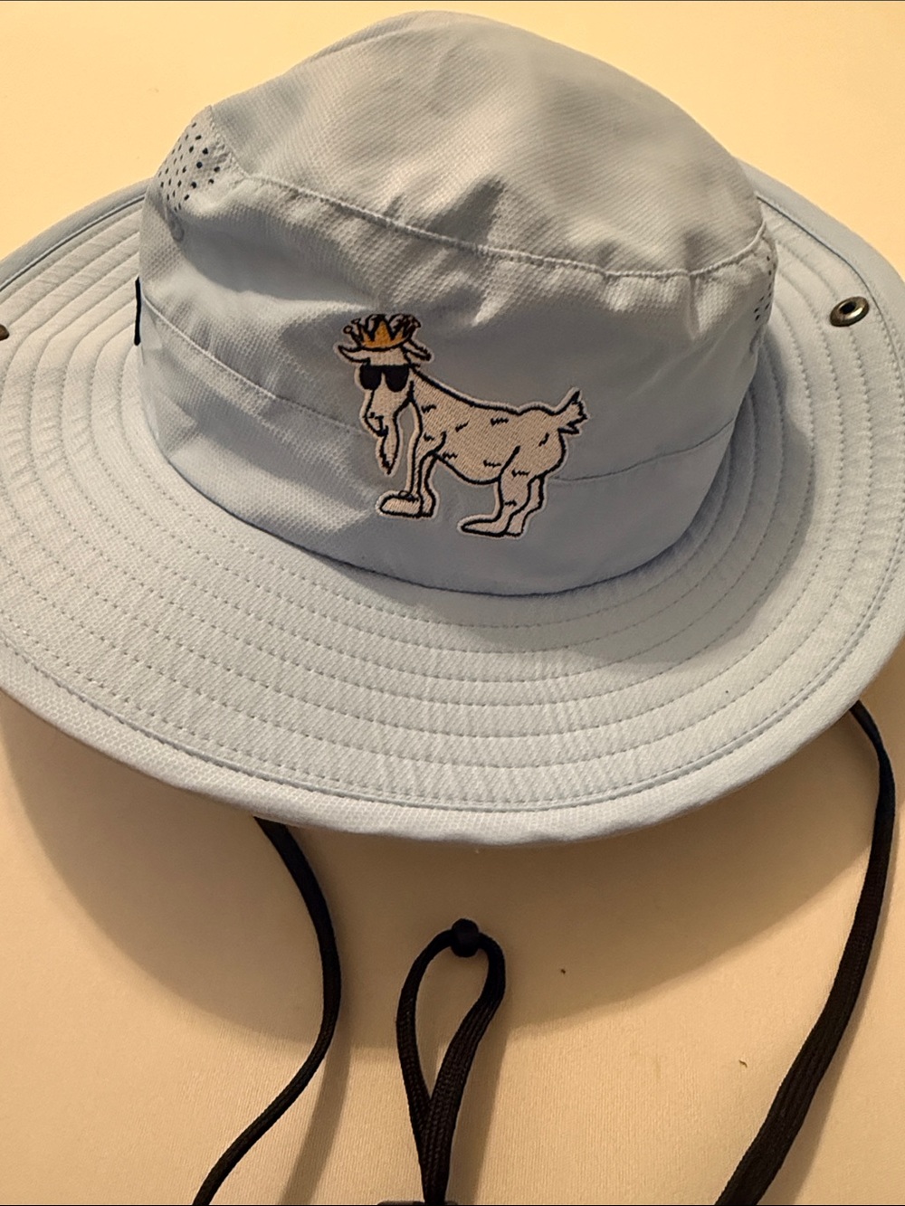 EUC - Light Blue Men's Bucket Hat with Goat Patch